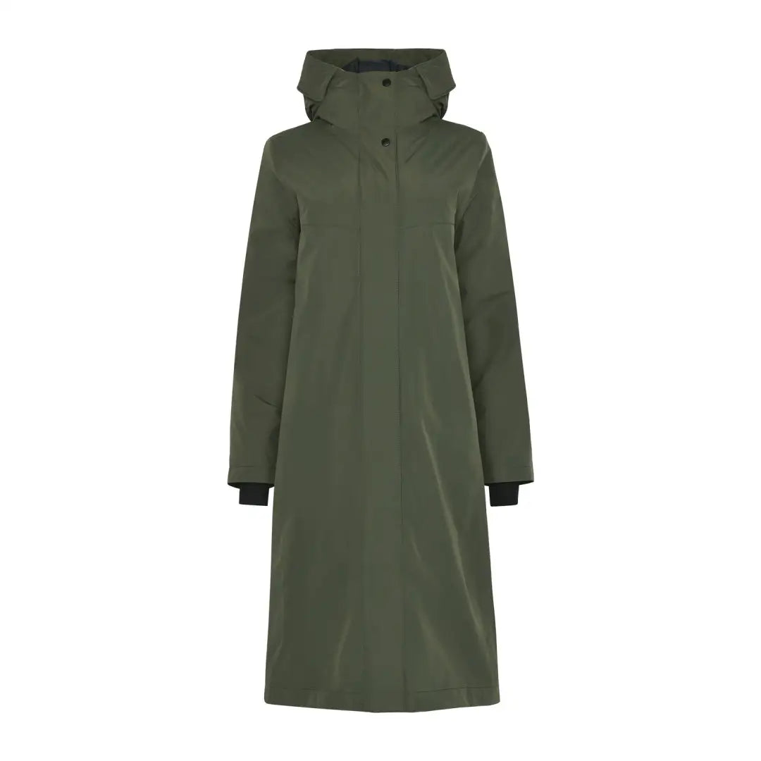Long olive green hooded parka from Didriksons Selina Womens Parka for country clothing outdoors