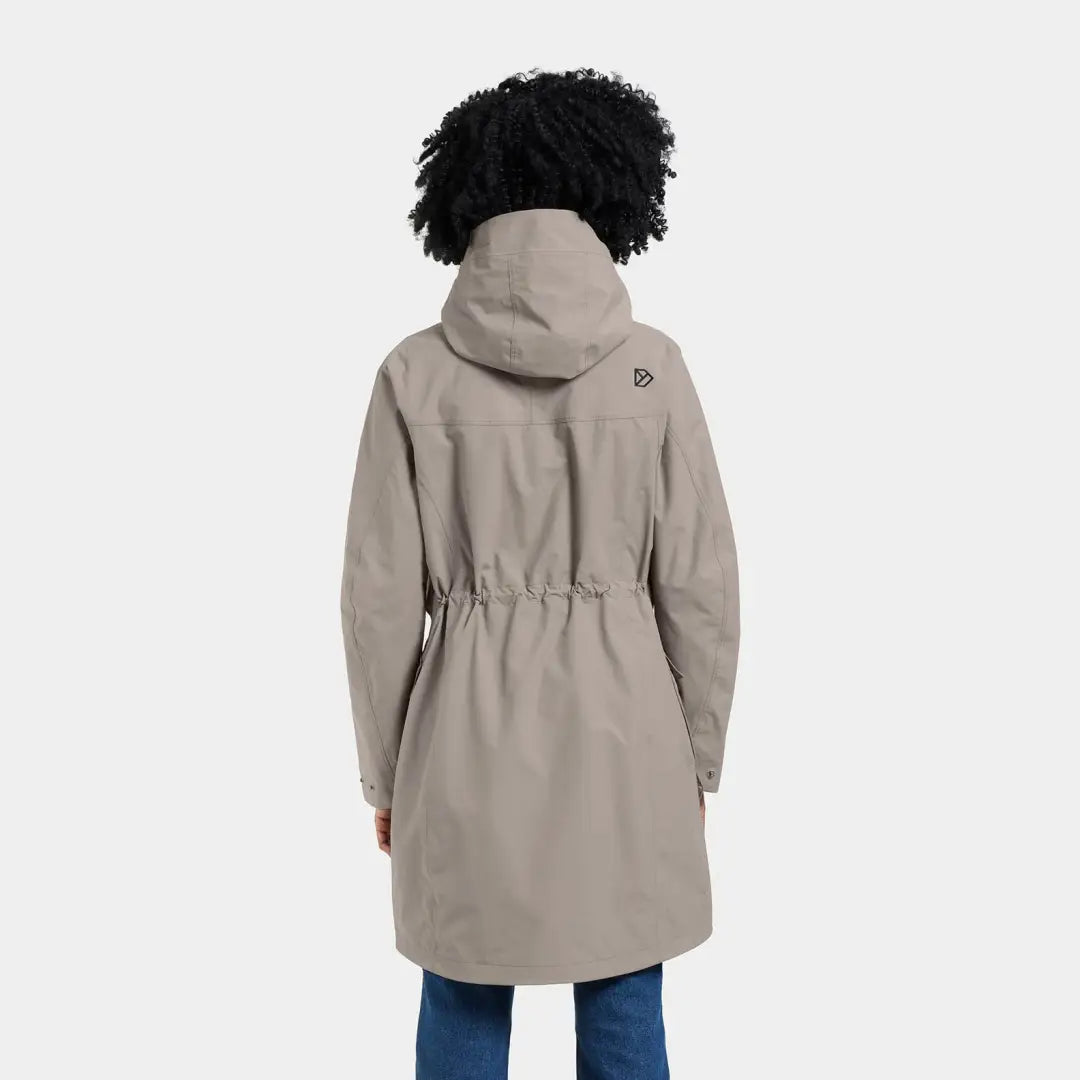 Taupe Didriksons Thelma Womens Parka with adjustable waist, fully waterproof and windproof style