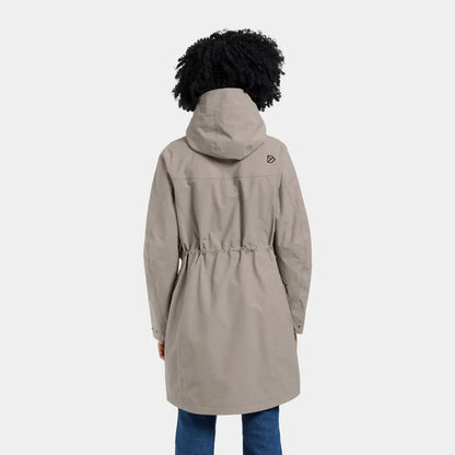 Taupe Didriksons Thelma Womens Parka with adjustable waist, fully waterproof and windproof style