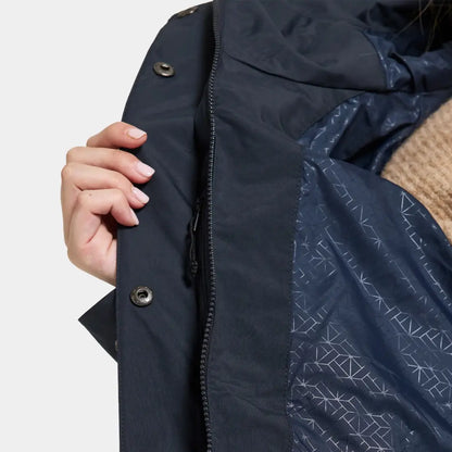 Dark winter coat with patterned lining in Didriksons Thelma Womens Parka, fully waterproof