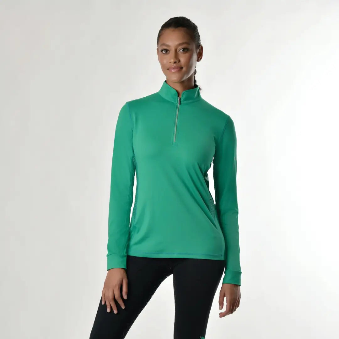 Bright green Dublin Kylee Long Sleeve Shirt II with a quarter-zip for sporty style