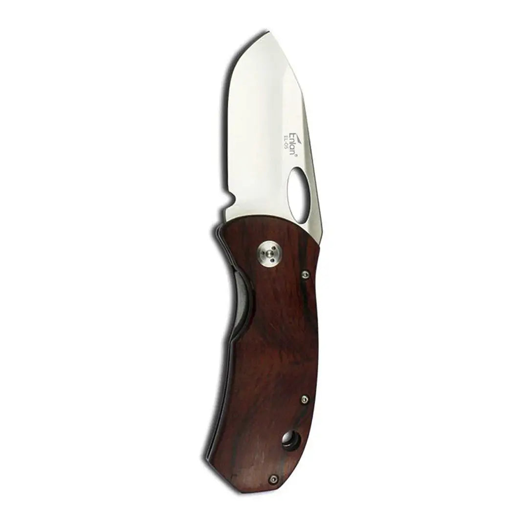 Enlan EL-05 folding knife with wooden handle for hunting outdoors