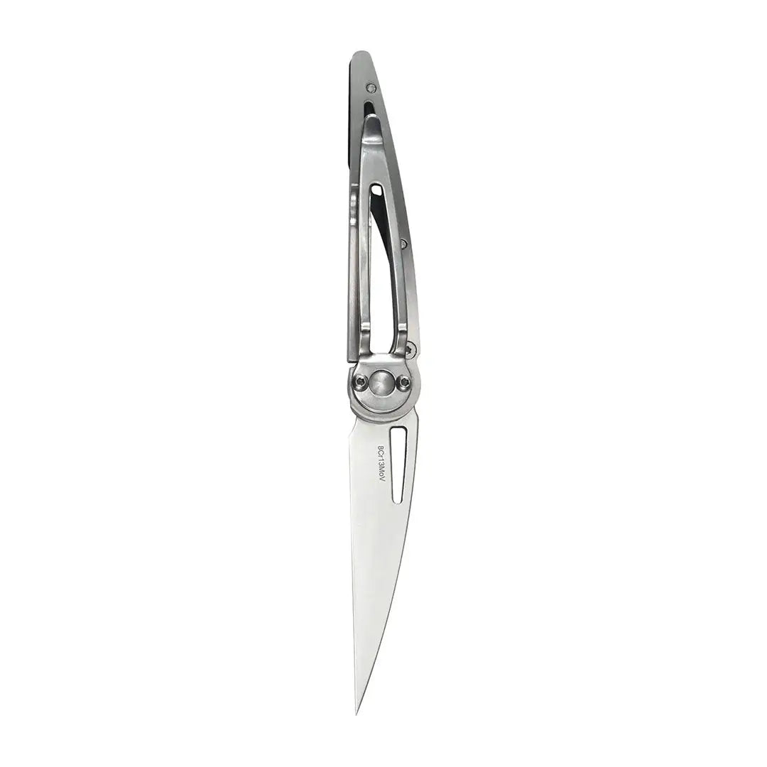 Sleek Enlan S01 silver folding knife with stainless steel blade for hunting