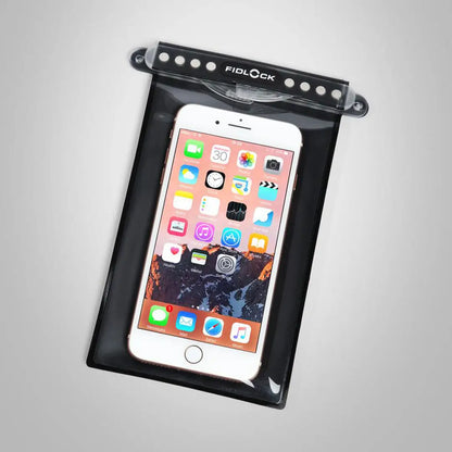 Waterproof Fidlock Medi Dry Bag showcasing a smartphone secured inside a dry bag
