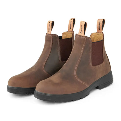 Pair of brown leather Chelsea boots perfect for country clothing and hunting style