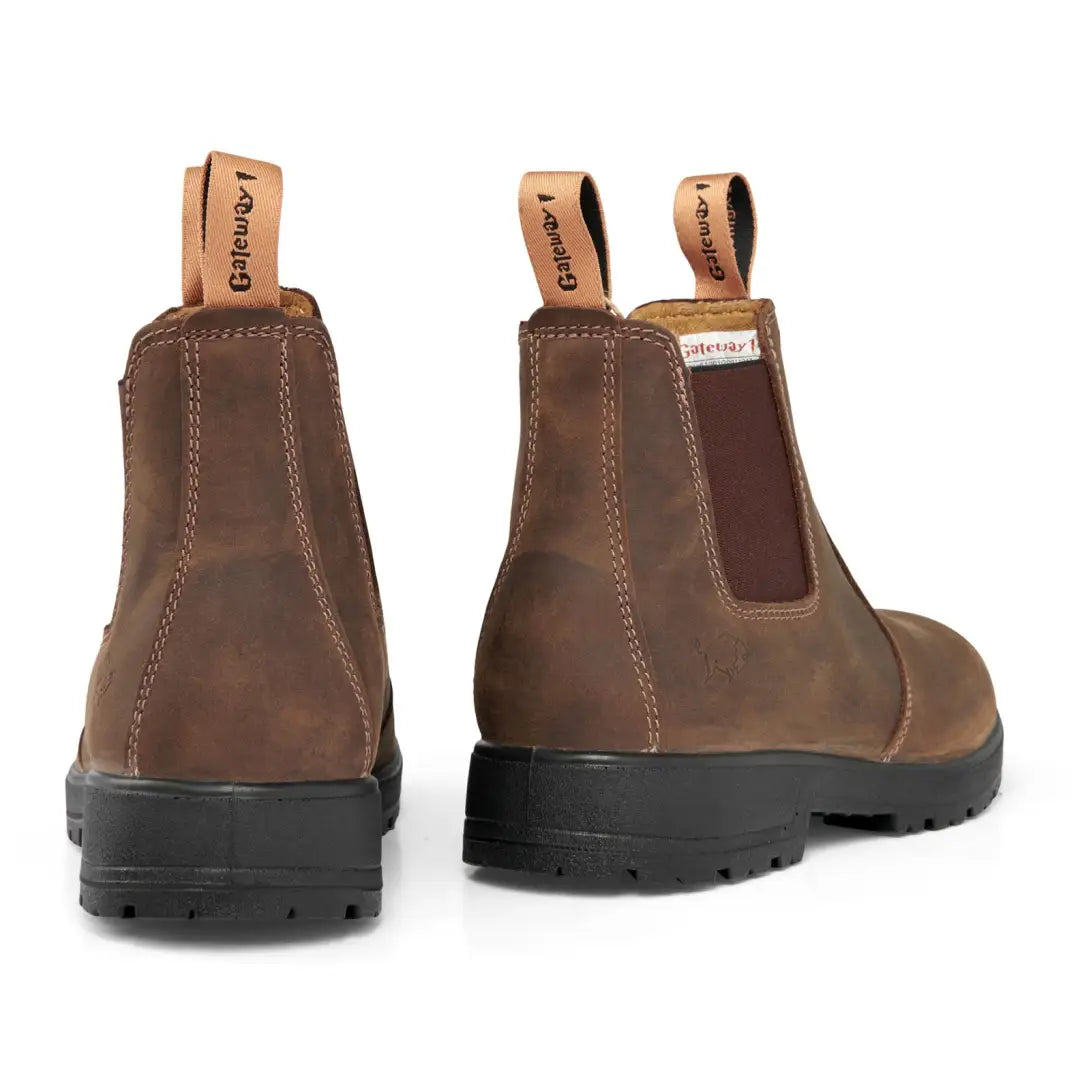 Pair of brown leather Chelsea boots perfect for country clothing and hunting style
