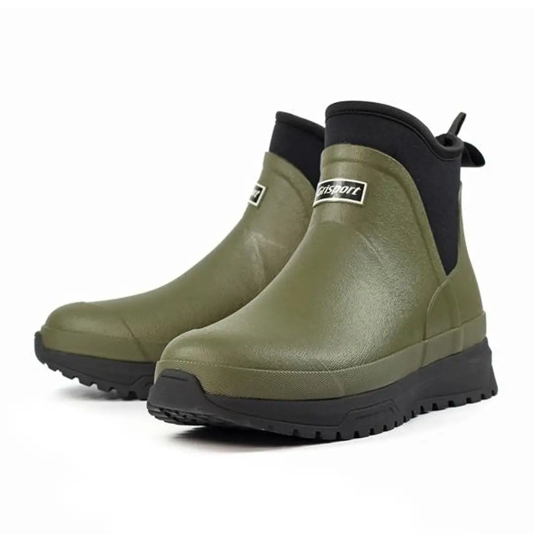 Olive green Grisport Mudmate Ankle Wellington waterproof boots for outdoor use