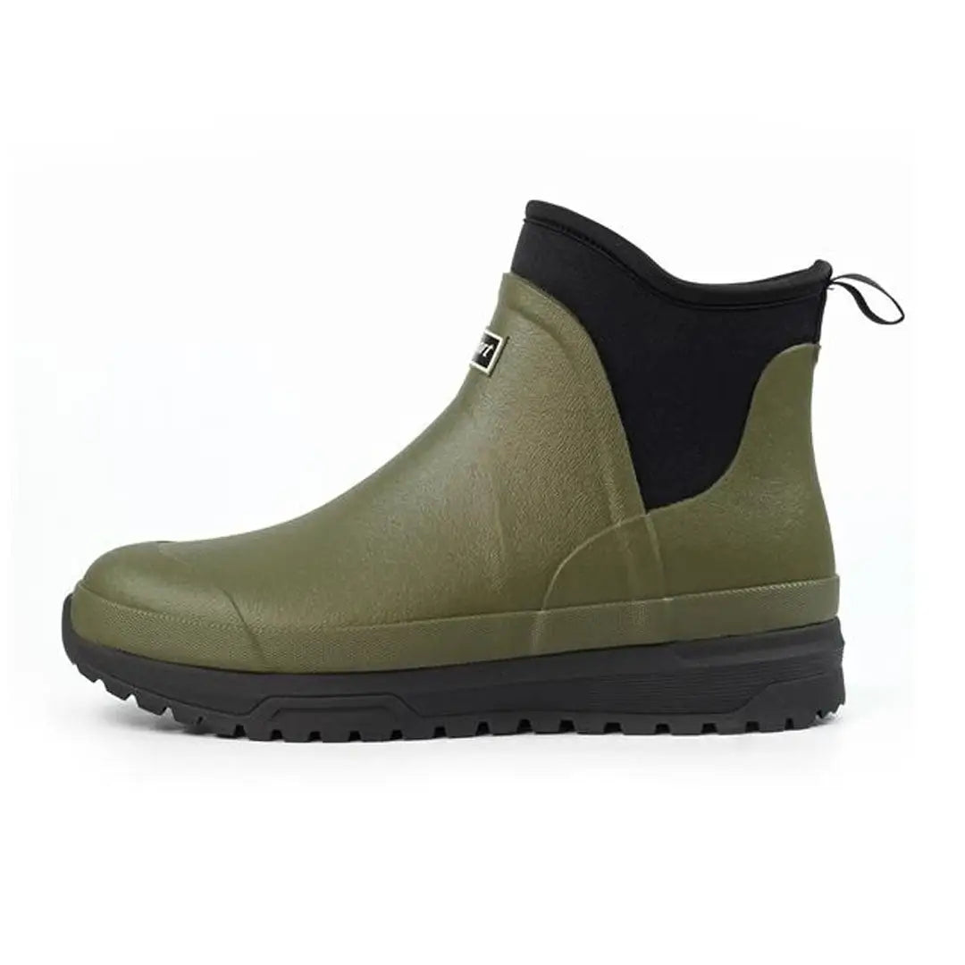 Olive green waterproof Grisport Mudmate Ankle Wellington boot for outdoor adventures