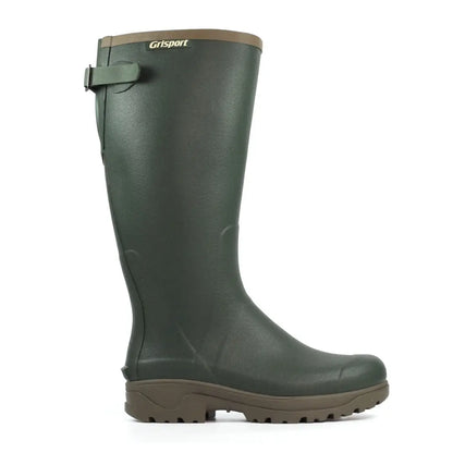 Green rubber Grisport Stream II Wellington boot with buckle for outdoors and hunting adventures