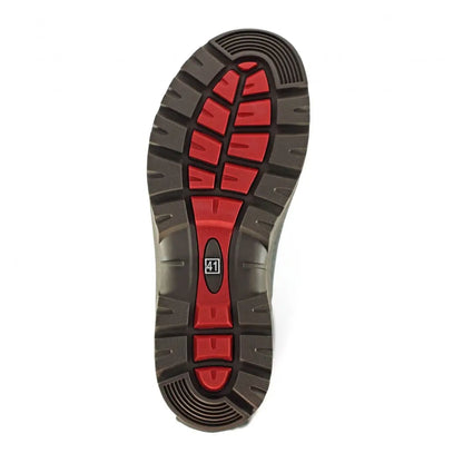 Brown and red shoe sole of Grisport Stream II Wellington for country clothing and outdoors
