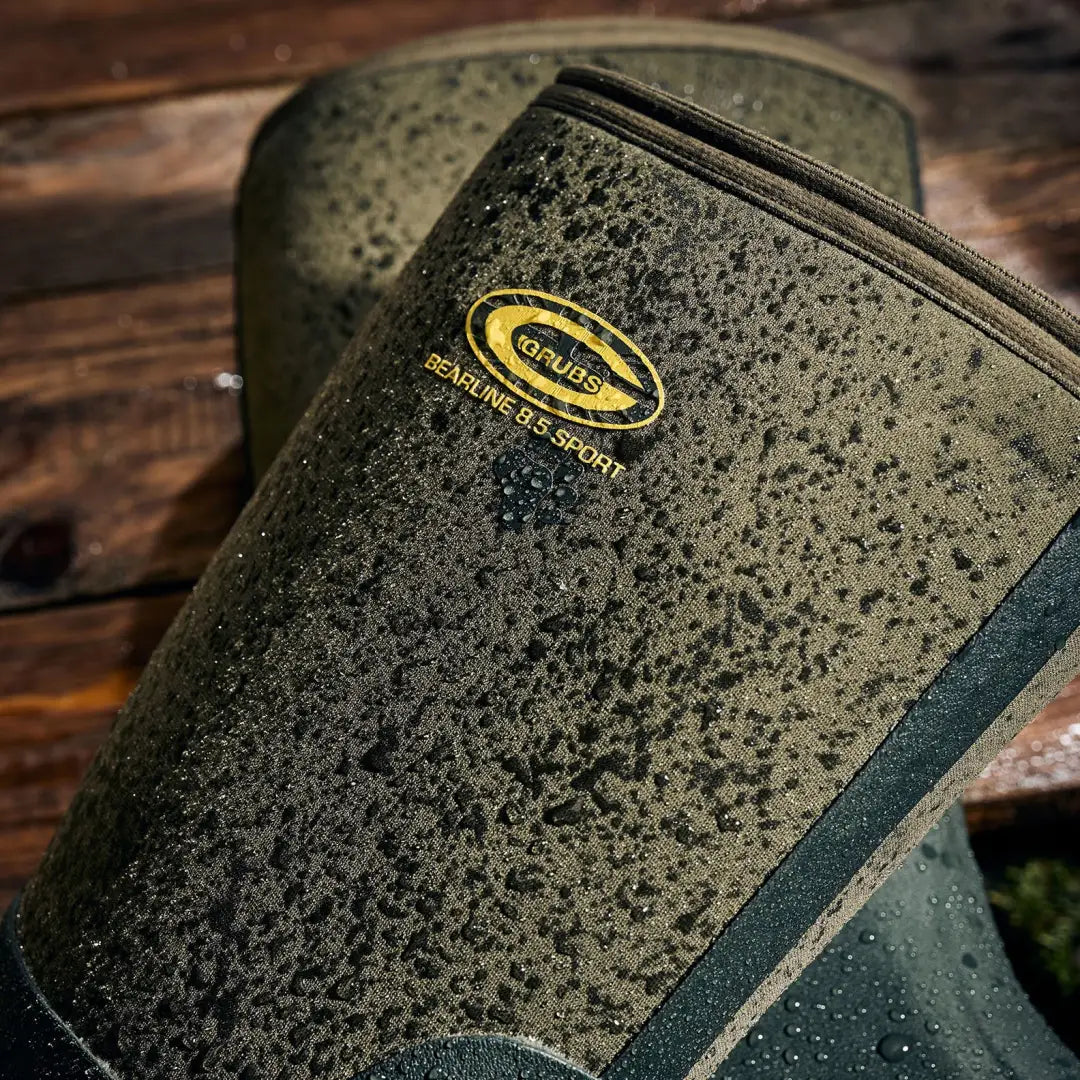 Waterproof olive green Grubs Bearline boots with textured surface for country clothing and hunting