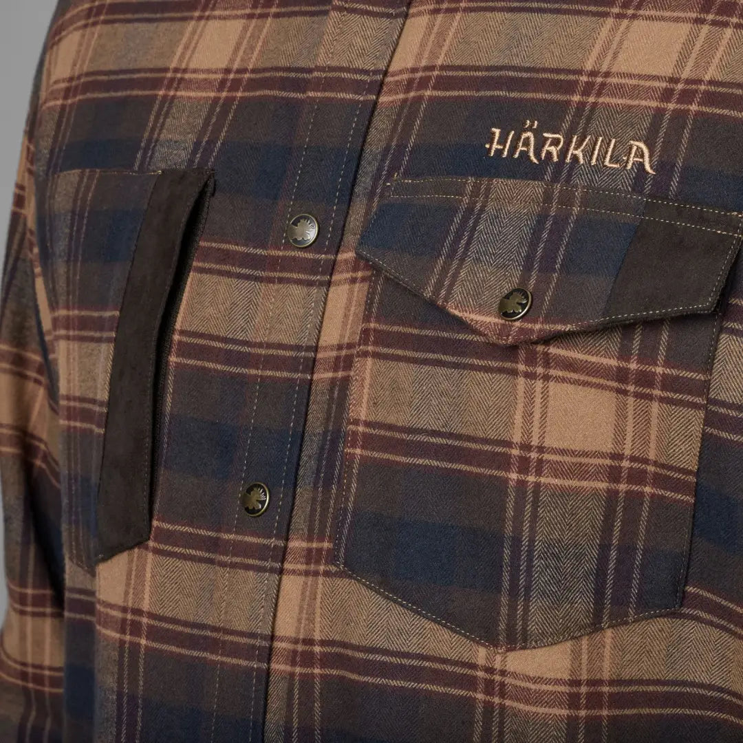 Härkila Aivak Long Sleeve Shirt with plaid pattern and press stud details for hunting or country clothing