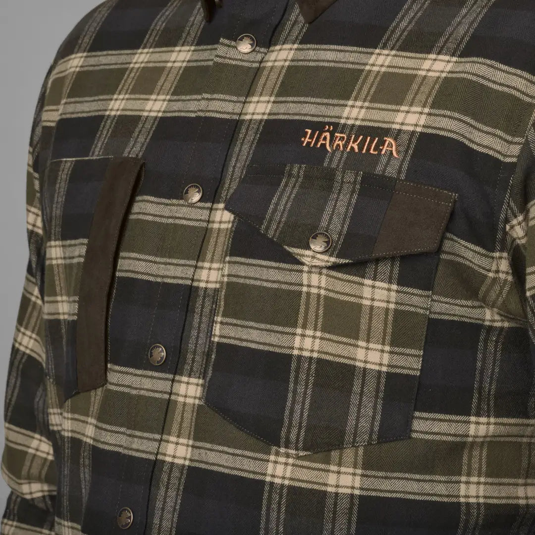 Härkila Aivak Long Sleeve Shirt with plaid pattern and press stud details for hunting country clothing