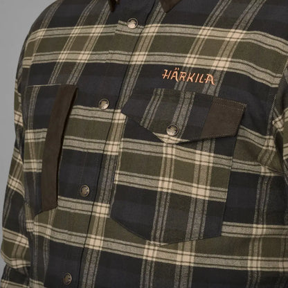 Härkila Aivak Long Sleeve Shirt with plaid pattern and press stud details for hunting country clothing