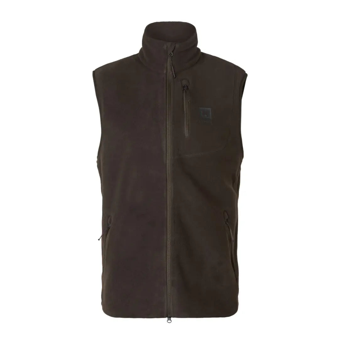 Sleeveless brown Härkila Aspire Fleece Waistcoat for outdoor adventures