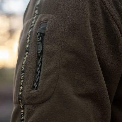 Brown Härkila Kamko NOCTYX WSP reversible fleece jacket with zippered pocket for outdoor comfort