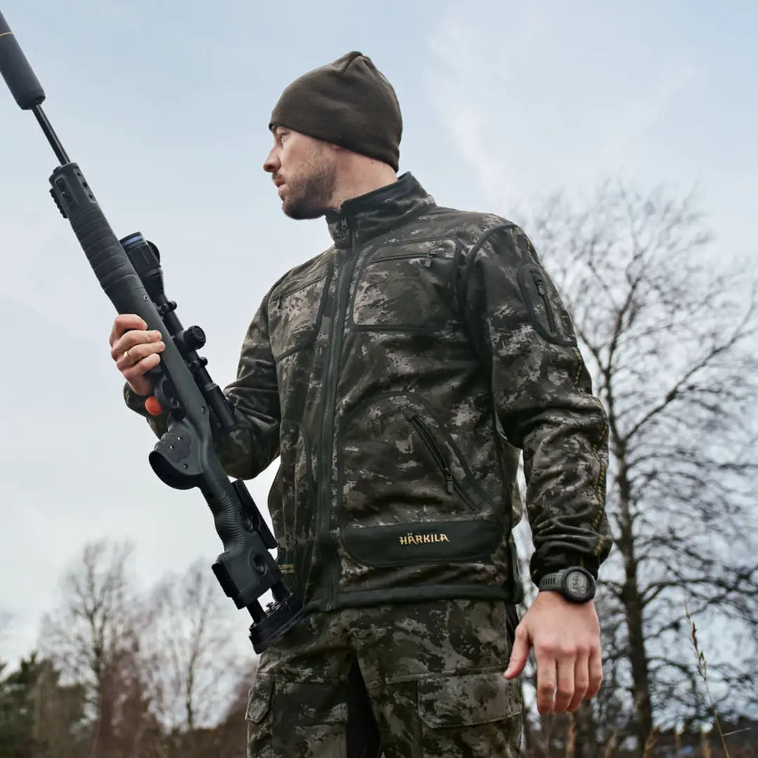Camouflaged hunting jacket Härkila Kamko NOCTYX WSP reversible fleece jacket