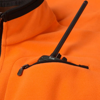 Orange fleece jacket with radio from Härkila Kamko Reversible Fleece Jacket for hunting