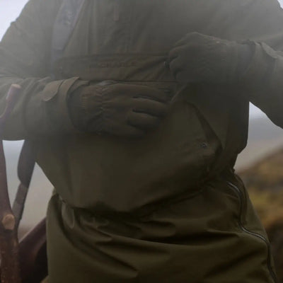 Olive green outdoor jacket from Härkila Orton Tech Packable Smock for country clothing
