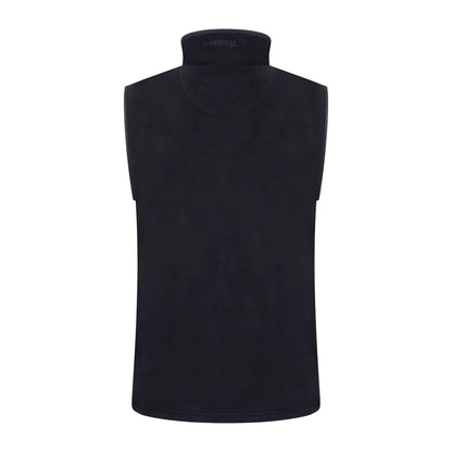 Black sleeveless turtleneck top styled with the Harehill Birtles Gilet for a chic look
