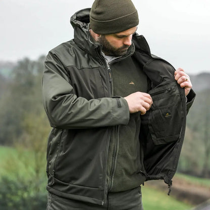 Olive green hooded jacket from Harehill Ridgegate Active Hybrid collection