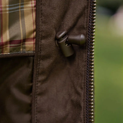 Brown jacket detail of Harkila Kenmore GTX Jacket, a top Gtx jacket for outdoors