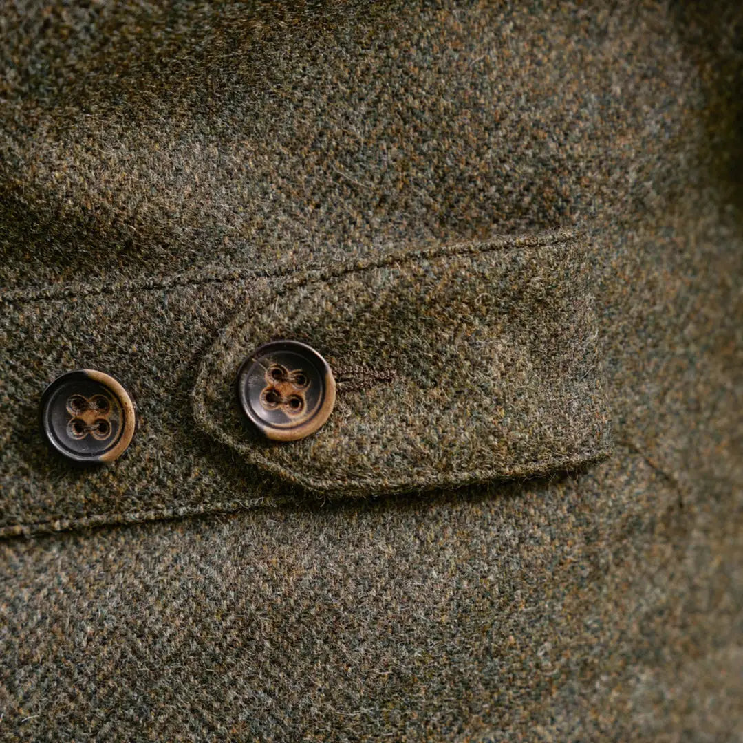 Green Herringbone Tweed Jacket Detail on Harkila Kenmore Shooting Waistcoat