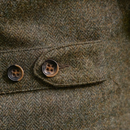 Green Herringbone Tweed Jacket Detail on Harkila Kenmore Shooting Waistcoat
