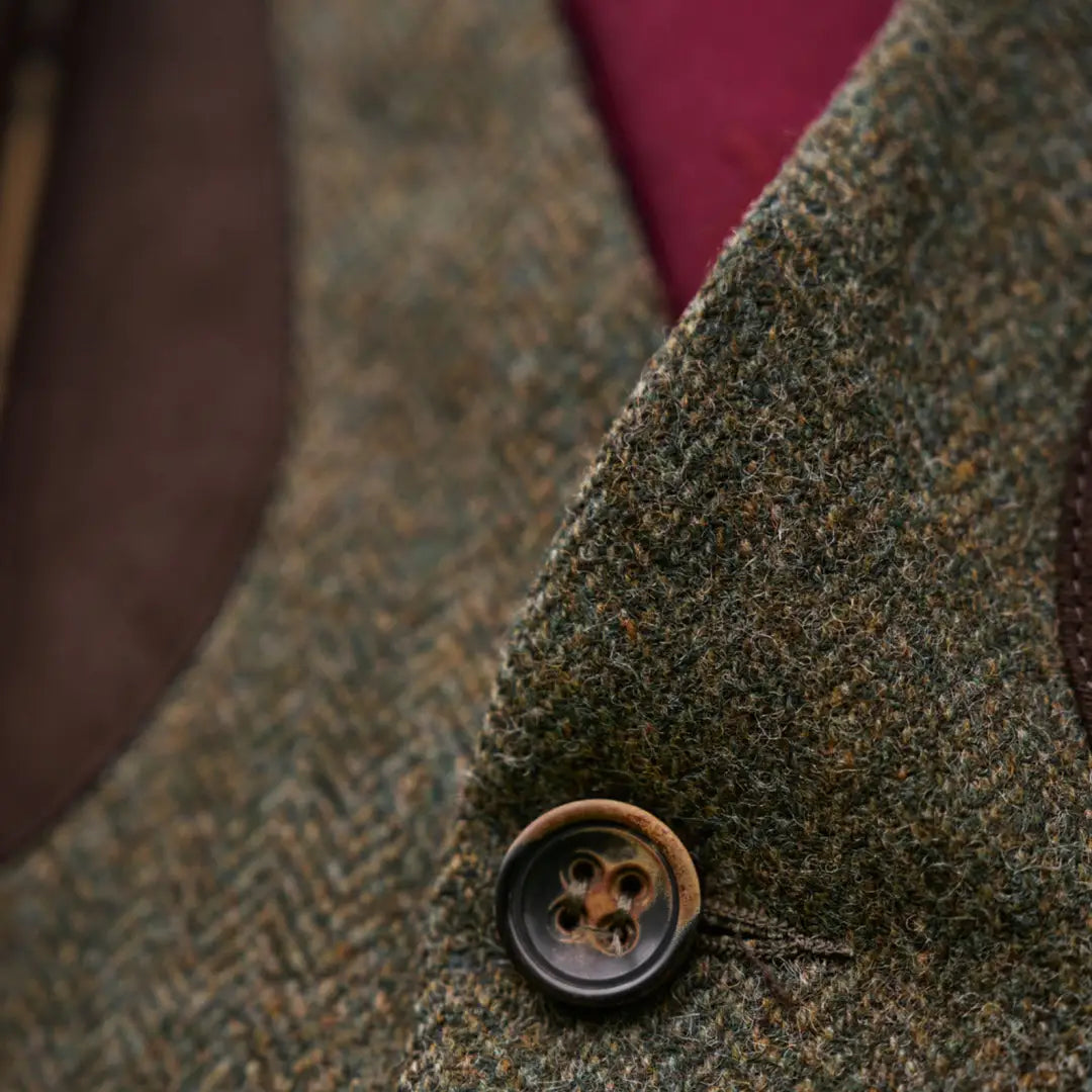 Herringbone tweed Kenmore Shooting Waistcoat with button detail for classic shooting look
