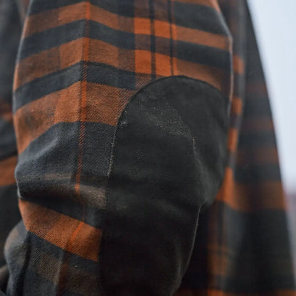 Harkila Pajala Shirt with plaid pattern and elbow patch, classic-fit shirt with press button closure