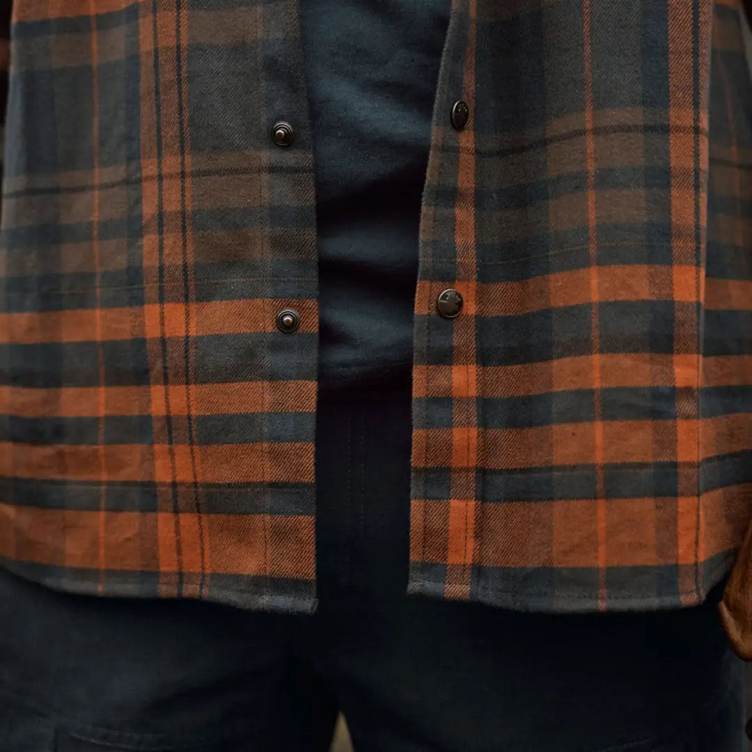 Harkila Pajala Shirt with plaid flannel, classic-fit shirt with press button closure