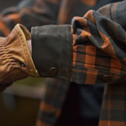 Harkila Pajala Shirt with plaid flannel and leather glove, classic-fit shirt style