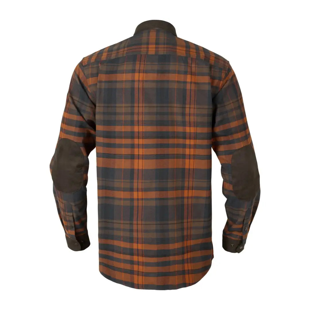 Harkila Pajala Shirt plaid long-sleeved shirt with elbow patches and press button closure