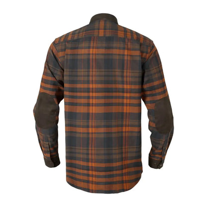 Harkila Pajala Shirt plaid long-sleeved shirt with elbow patches and press button closure