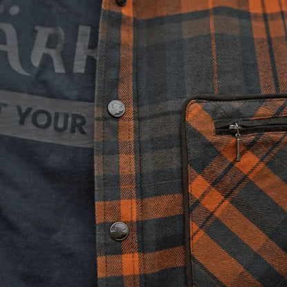 Harkila Pajala Shirt plaid flannel shirt with zippered pocket and press button closure