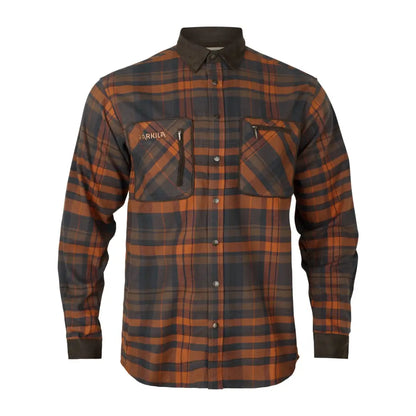 Long-sleeved plaid Harkila Pajala Shirt with press button closure, classic-fit shirt style