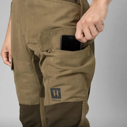 Khaki Härkila Scandinavian Trousers with phone pocket perfect for hunting adventures