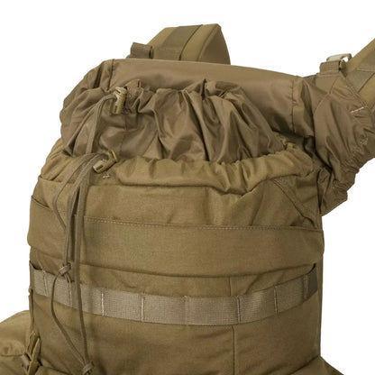 Tan drawstring backpack from Helikon-Tex Bergen Backpack bushcraft line, perfect for outdoors