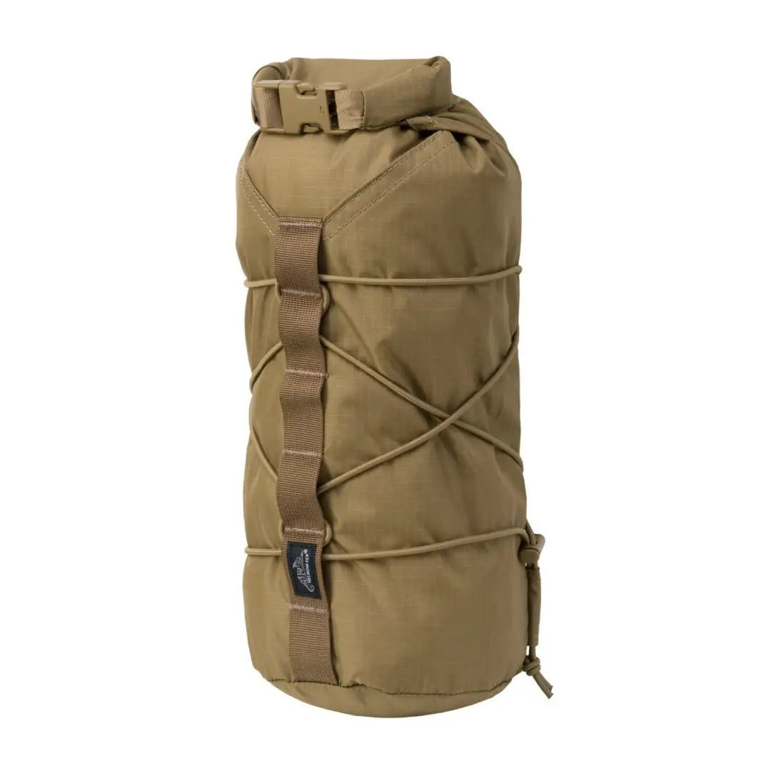 Tan Helikon-Tex Foxhole Bag with straps offers easy access for country clothing adventures