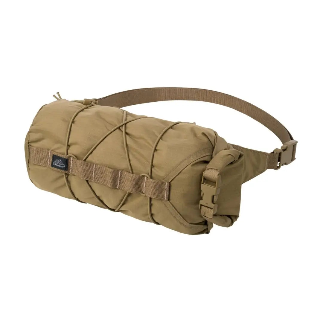 Tan tactical Helikon-Tex Foxhole Bag with easy access compartments and straps