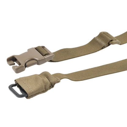 Tan nylon strap with plastic buckle and metal attachment for Helikon-Tex waist pack outdoors