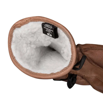 Leather Helikon-Tex Ranger Winter Gloves with cozy white fleece lining at cuff