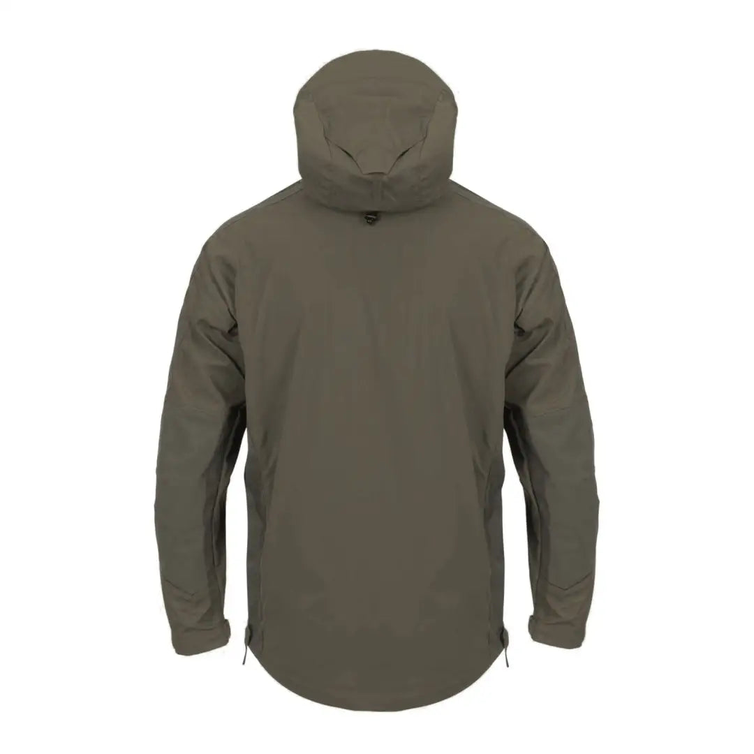 Olive green Helikon-Tex Woodsman Anorak Jacket with full-length zipper for outdoor adventures