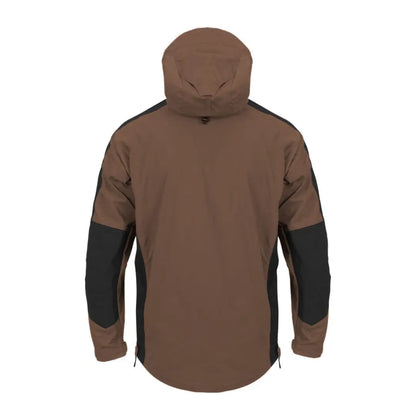 Brown Helikon-Tex Woodsman Anorak Jacket with black sleeves and side zippers