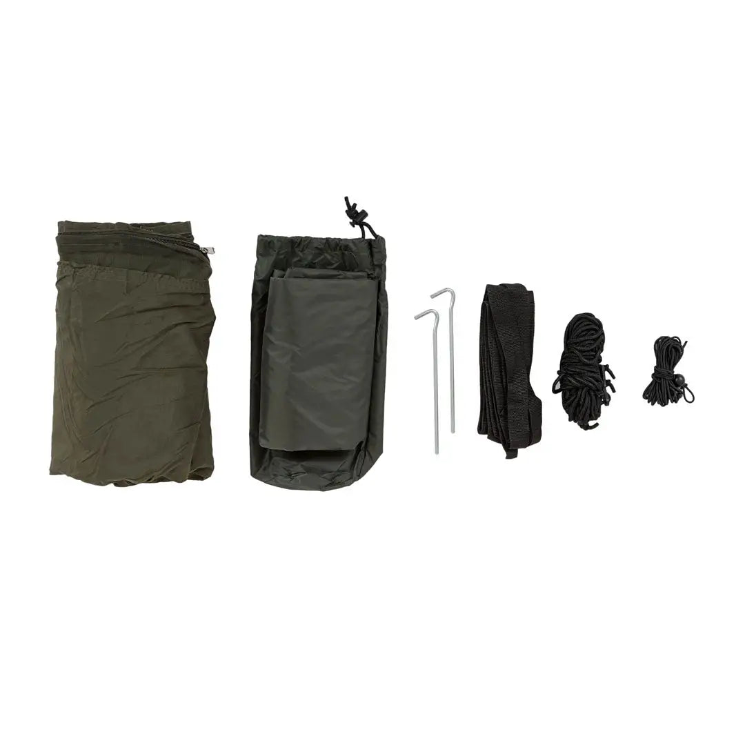 Disassembled Highlander Crusader Waterproof Hammock components for a comfortable night’s sleep