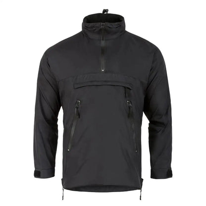 Black pullover jacket from Highlander Halo Smock, featuring water repellent outer