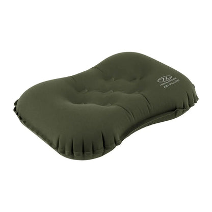 Inflatable olive green Highlander Nap Pak camping pillow for a great night’s sleep