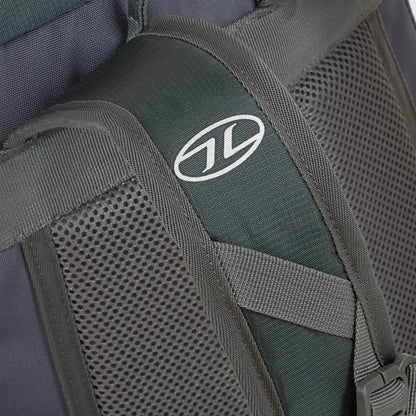 Spacious backpack ready with a comfy mesh-padded strap and Highlander logo