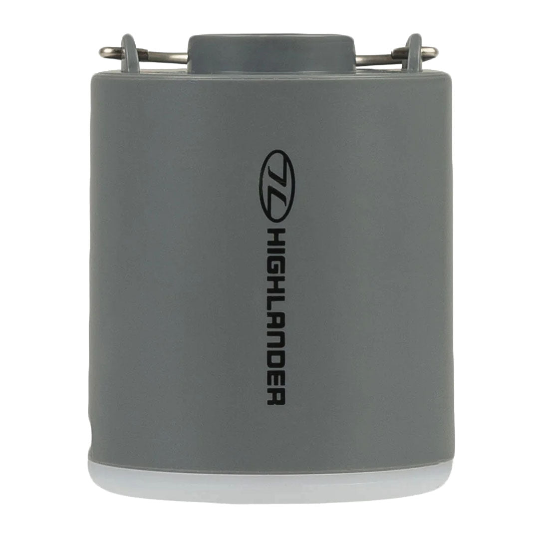 Gray cylindrical container with metal handles for Highlander Wee Banshee Micro Air Pump