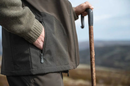 Olive green Hoggs of Fife Ardross 4-Way Active Gilet with two zippered pockets and fleece lining